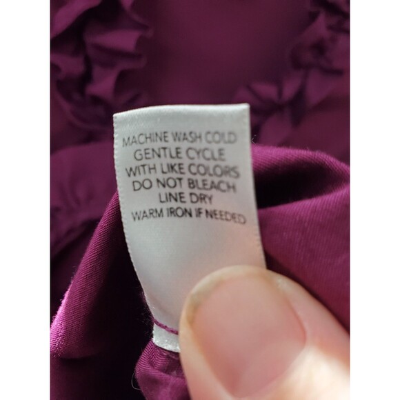 Christopher & Banks Purple Button-Up Shirt Ruffle Collar/Cuffs Size XL - Picture 6 of 6